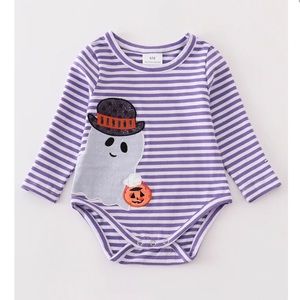 Purple ghost stripe onesie